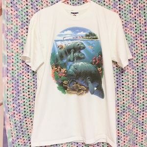 Vintage 90s Human-I-Tees Manatee Seapunk T-Shirt